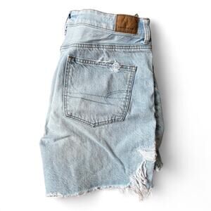 American Eagle Baggy Mom Short 10 High Rise Distressed Skater Denim